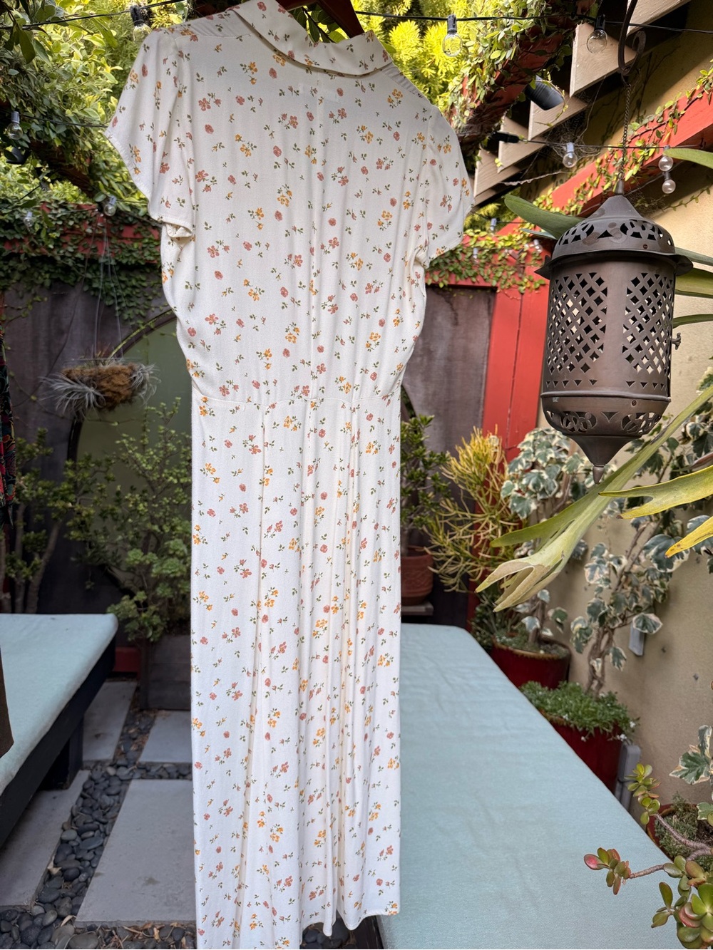 Reformation Cream Shirt with Pink and Peach Floral Print - Picture 3 of 5